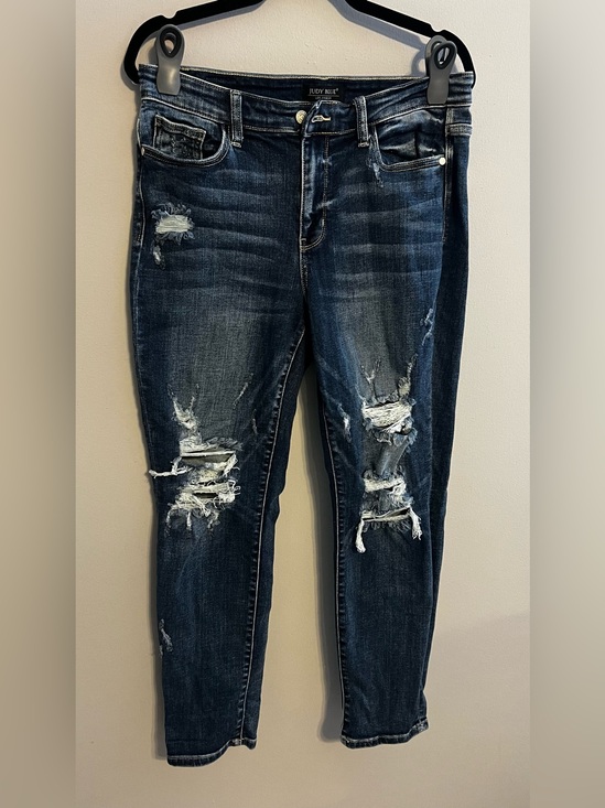 Judy Blue Denim - Judy Blue Distressed Boyfriend Fit Dark Skinny Jeans |Women 11/30